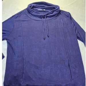 AnyBody Purple Cowl Neck Drawstring Pullover Knit Top Plus Size 1X A310152